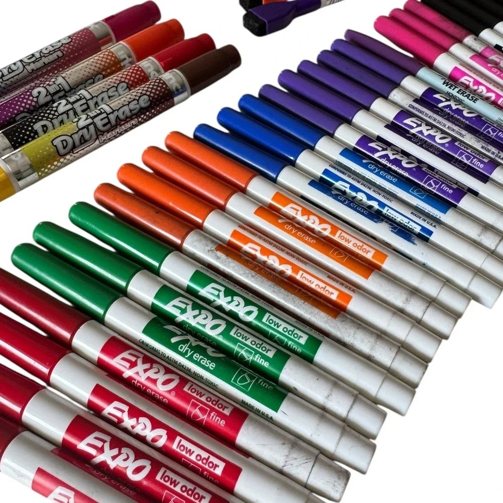 Expo Low Odor Dry Erase Marker Lot Pack Fine Tip Whiteboard Markers Erasers B20Q